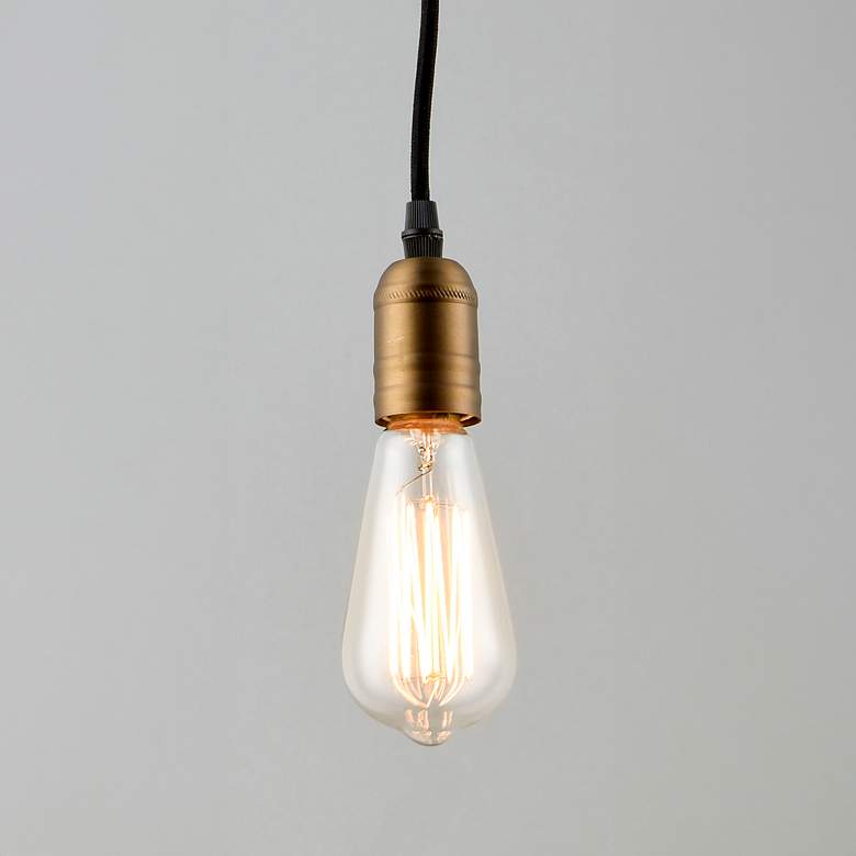 Image 2 Early Electric 5" Wide Black and Antique Brass Mini Pendant