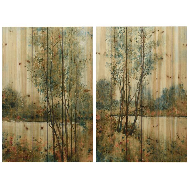 Image 2 Early Spring 1 and 2 36"H 2-Piece Print Wood Wall Art Set