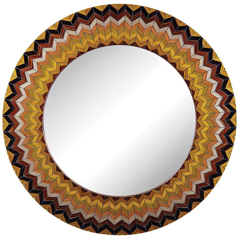 Image 1 Earth Starburst Multi-Color Chevron 32 inch Round Wall Mirror