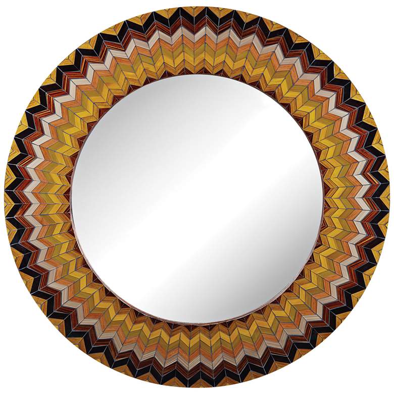 Image 1 Earth Starburst Multi-Color Chevron 32" Round Wall Mirror