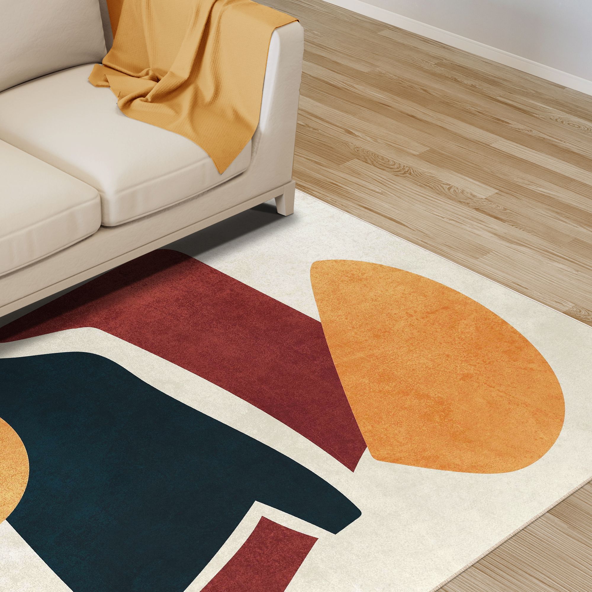 Image 5 Earth Tone Washable Geometric Art Area Rug size 5'x8' more views