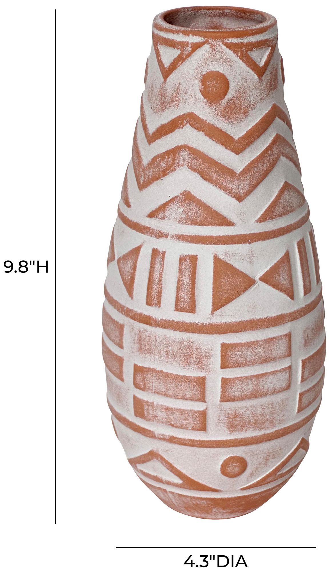 Image 3 Earthenware Aztec Teardrop Flower Vase in Terracotta more views
