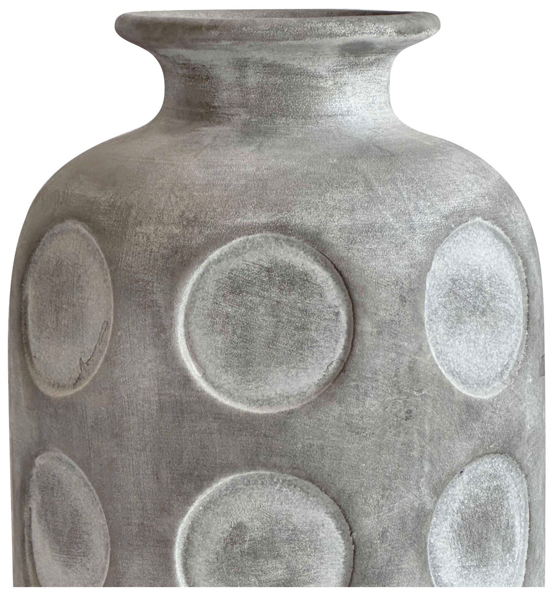 Image 5 Earthenware Aztec Tub Flower Vase in Grey more views