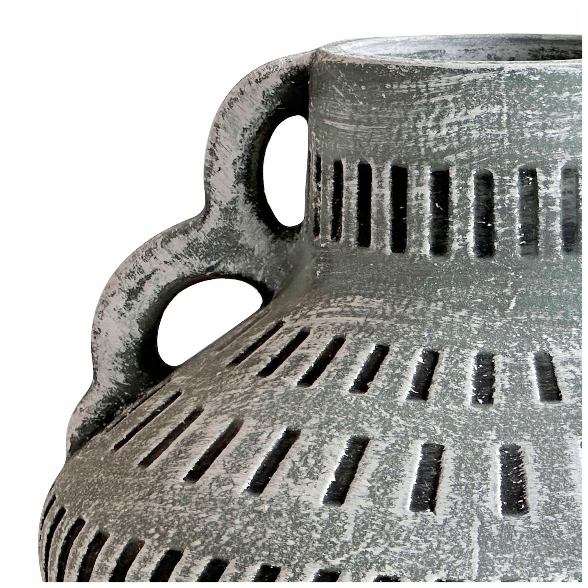 Image 2 Earthenware Aztec Wide Flower Vase in Blue more views