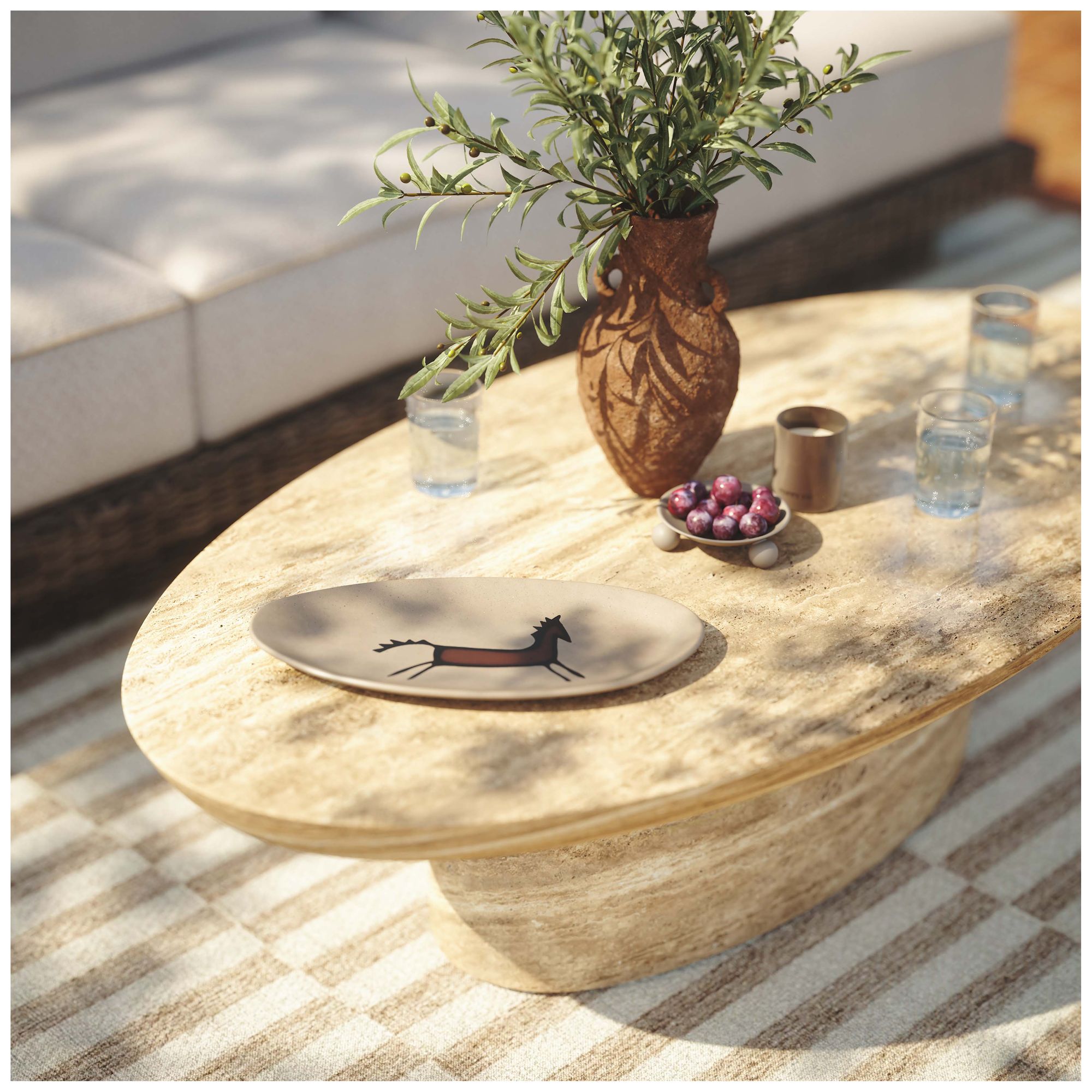 Image 2 Earthenware Roman Vase with Handles more views