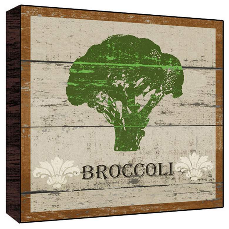 Image 1 Earthy Green Broccoli 12 inch Square Rustic Wood Wall Art