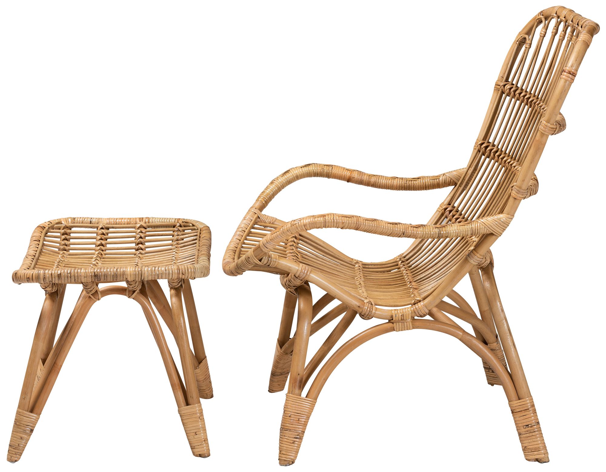 Image 7 Earvin Natural Brown 2-Piece Armchair and Footstool Set more views