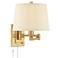 Easley 15" High Warm Gold Plug-In Swing Arm Wall Lamp
