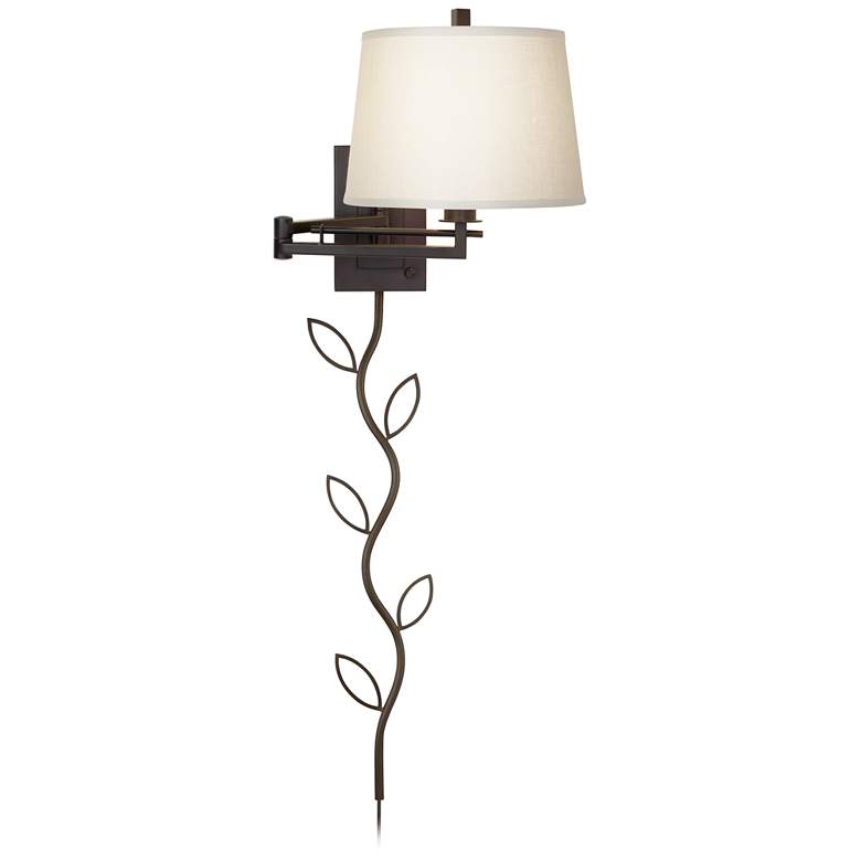 Image 1 Easley Matte Bronze Plug-In Swing Arm Wall Lamp with Cord Cover