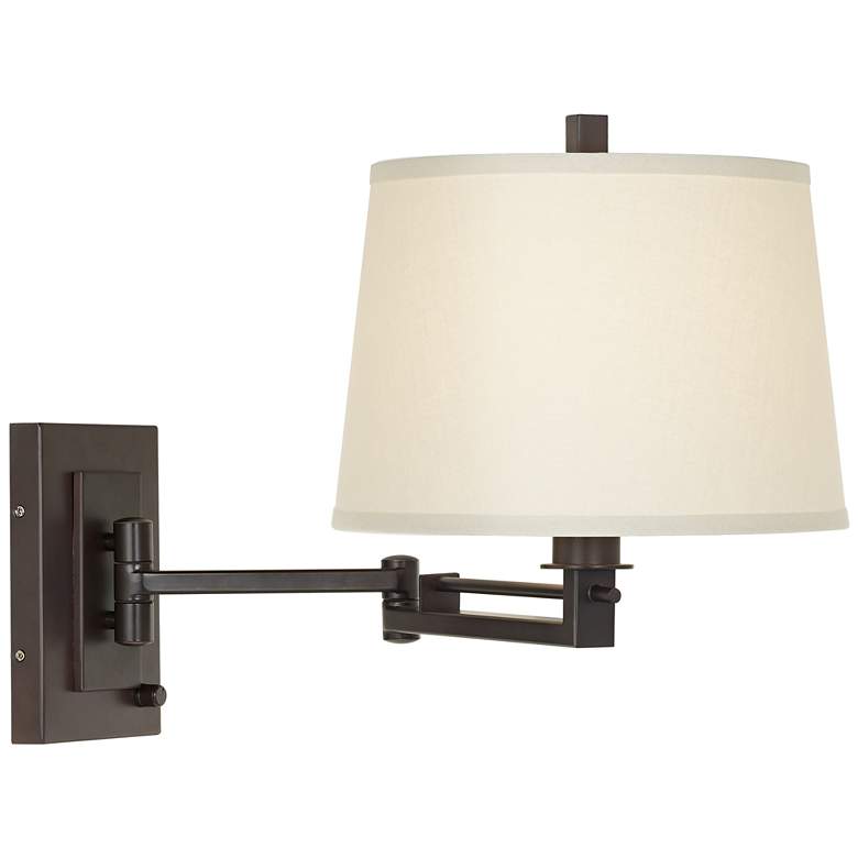 Image 4 Easley Matte Bronze Plug-In Swing Arm Wall Lamp with Cord Cover more views