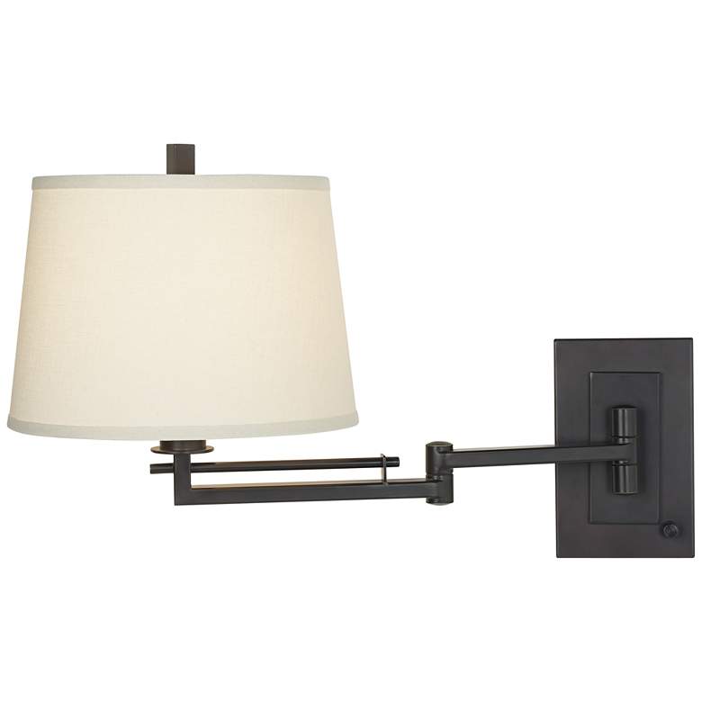 Image 5 Easley Matte Bronze Plug-In Swing Arm Wall Lamp with Cord Cover more views