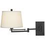 Easley Matte Bronze Plug-In Swing Arm Wall Lamp with Cord Cover