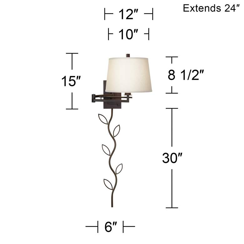 Image 6 Easley Matte Bronze Plug-In Swing Arm Wall Lamp with Cord Cover more views