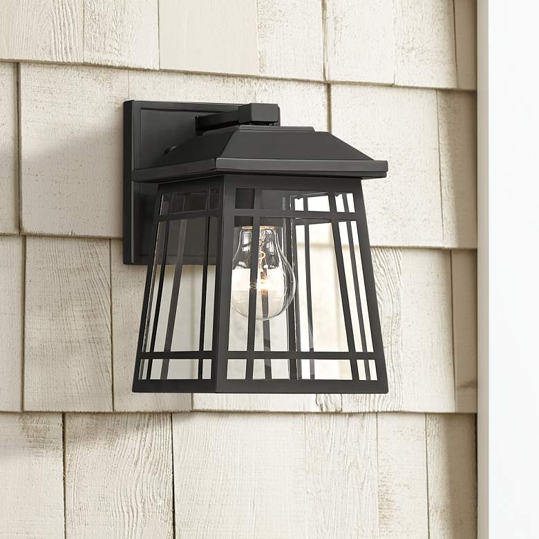 Image 1 East Ridge 10 inch High Black Caged Outdoor Wall Light