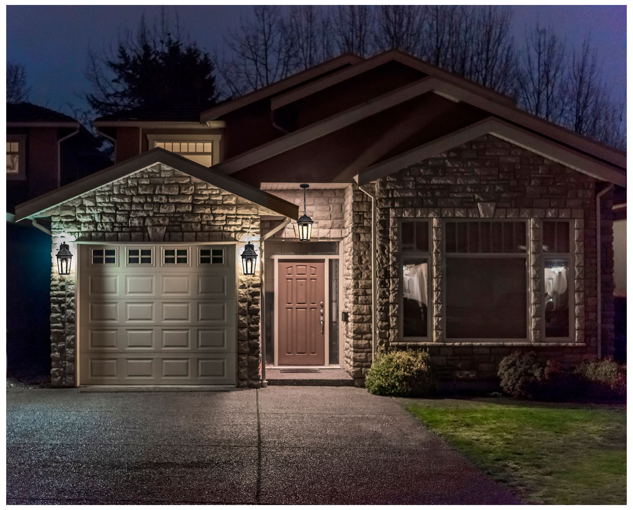 East River Outdoor Hanging Lantern; 1 Light; Matte Black Finish