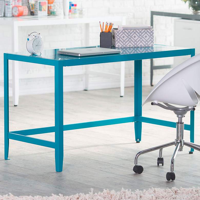 Image 1 Eastbourne 47" Wide Modern Teal Steel Desk