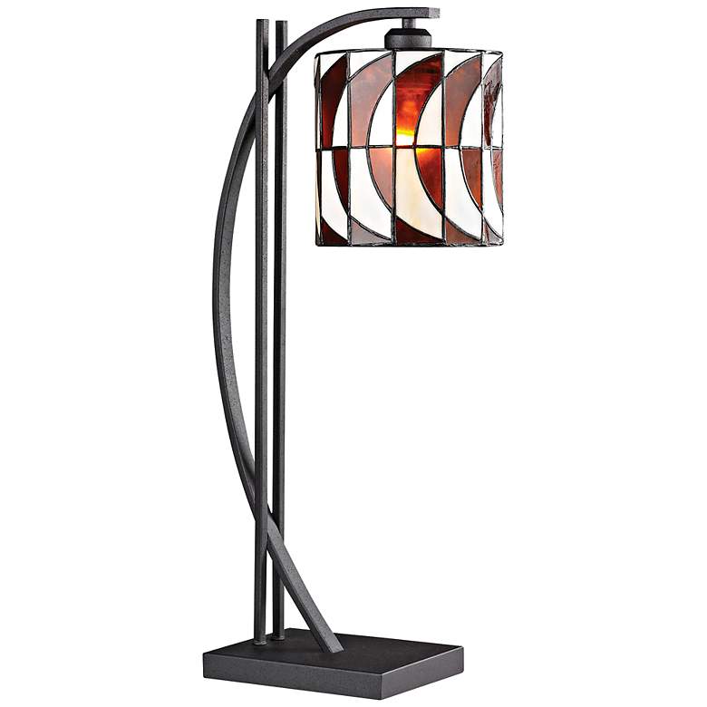 Image 1 Eastbourne Tiffany Style Iron Arc Table Lamp