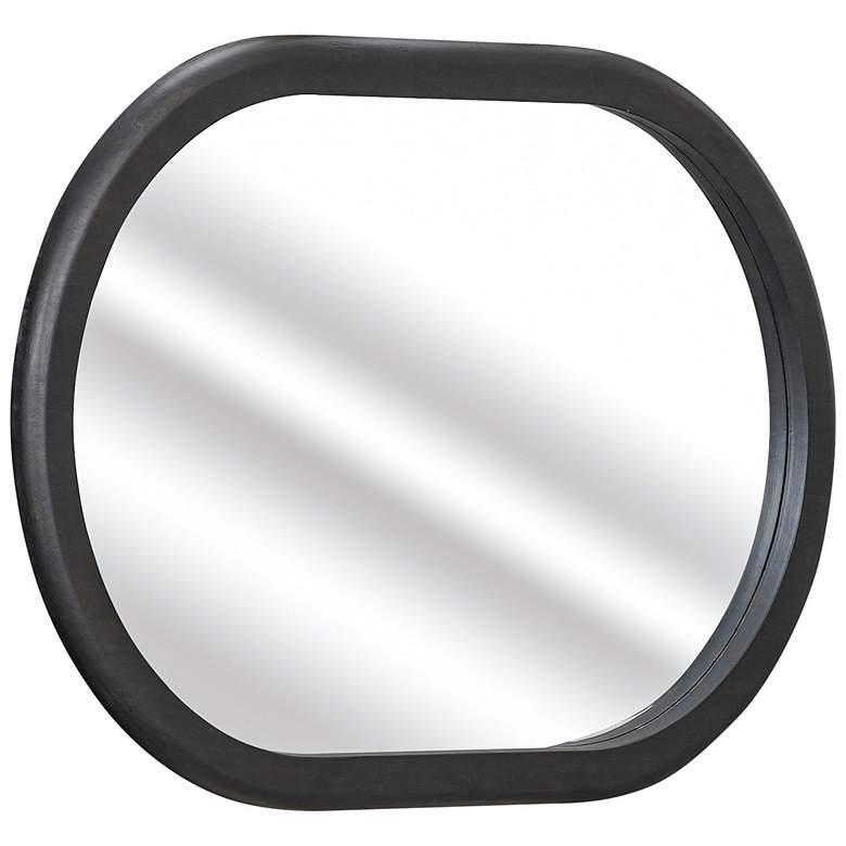 Image 1 Eastbrook Modern Black 48" x 32" Oval Acacia Wood Framed Wall Mirror