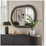 2_Eastbrook Modern Black 48" x 32" Oval Acacia Wood Framed Wall Mirror more views