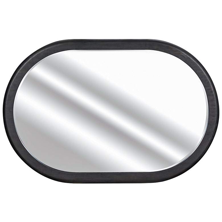 Image 5 Eastbrook Modern Black 48" x 32" Oval Acacia Wood Framed Wall Mirror more views
