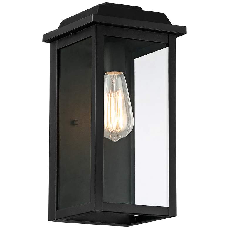 Eastcrest 14&quot; High Textured Black Finish Steel Outdoor Wall Light