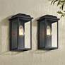 1_Eastcrest 14"H Textured Black Finish Steel Outdoor Wall Light Set of 2