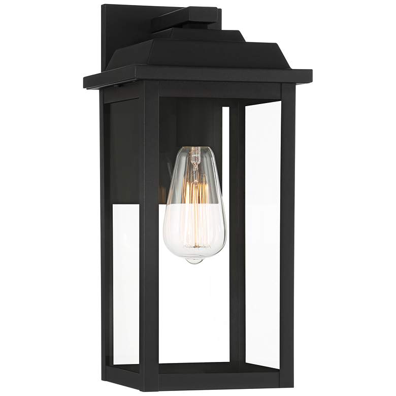 Image 2 Eastcrest 15 1/4 inch High Textured Black Steel Lantern Wall Sconce