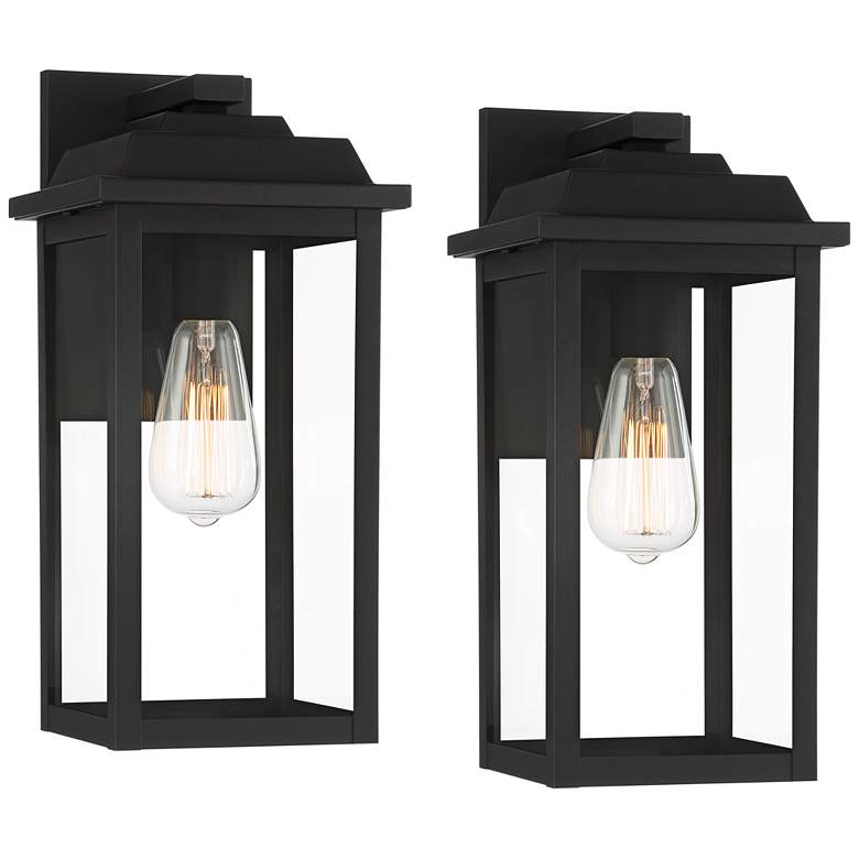 Image 2 Eastcrest 15 1/4"H Textured Black Steel Outdoor Wall Light Set of 2