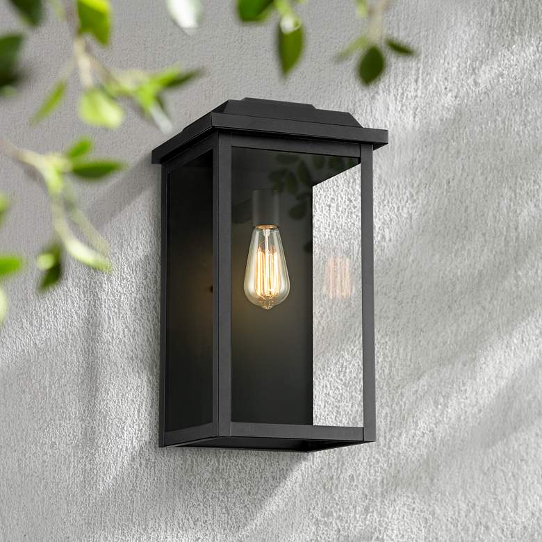 Image 1 Eastcrest 18 1/2 inch High Textured Black Finish Steel Outdoor Wall Light