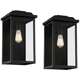 Image1 of Eastcrest 18 1/2"H Textured Black Steel Outdoor Wall Light Set of 2