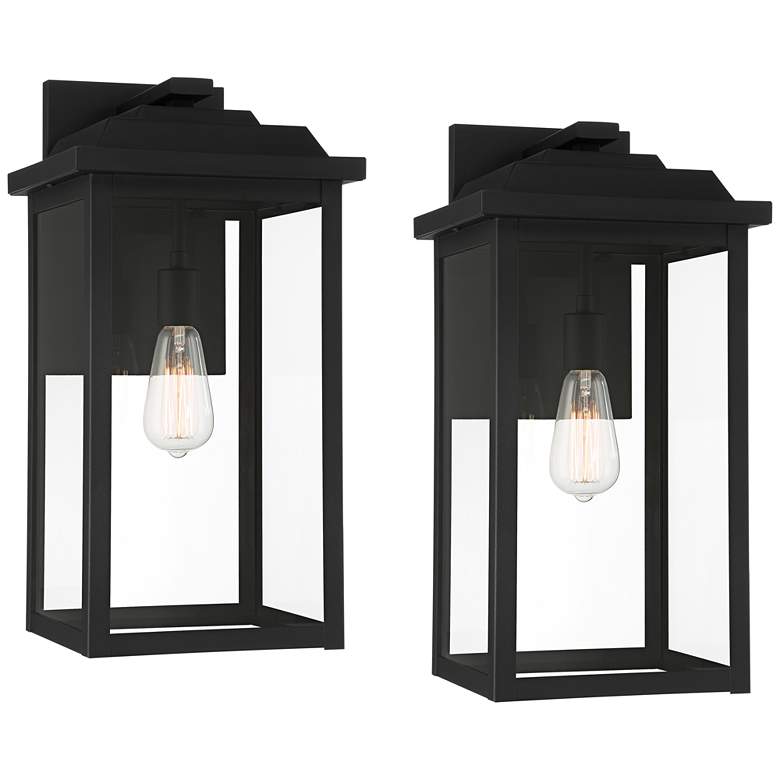Image 2 Eastcrest 20 1/2 inchH Textured Black Steel Outdoor Wall Light Set of 2