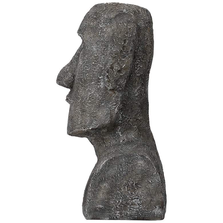 Image 3 Easter Island Head 15"H Gray Statue with Solar LED Spotlight more views