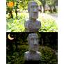 Easter Island Head 15"H Gray Statue with Solar LED Spotlight