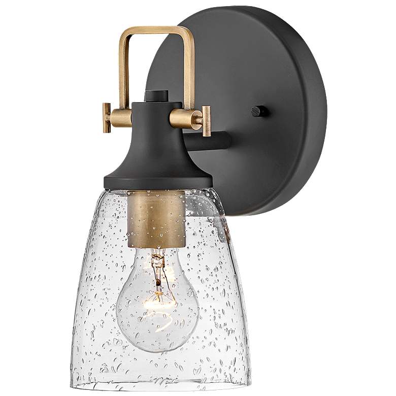 Image 1 Easton 10 1/2 inchH Black Gold Wall Sconce by Hinkley Lighting
