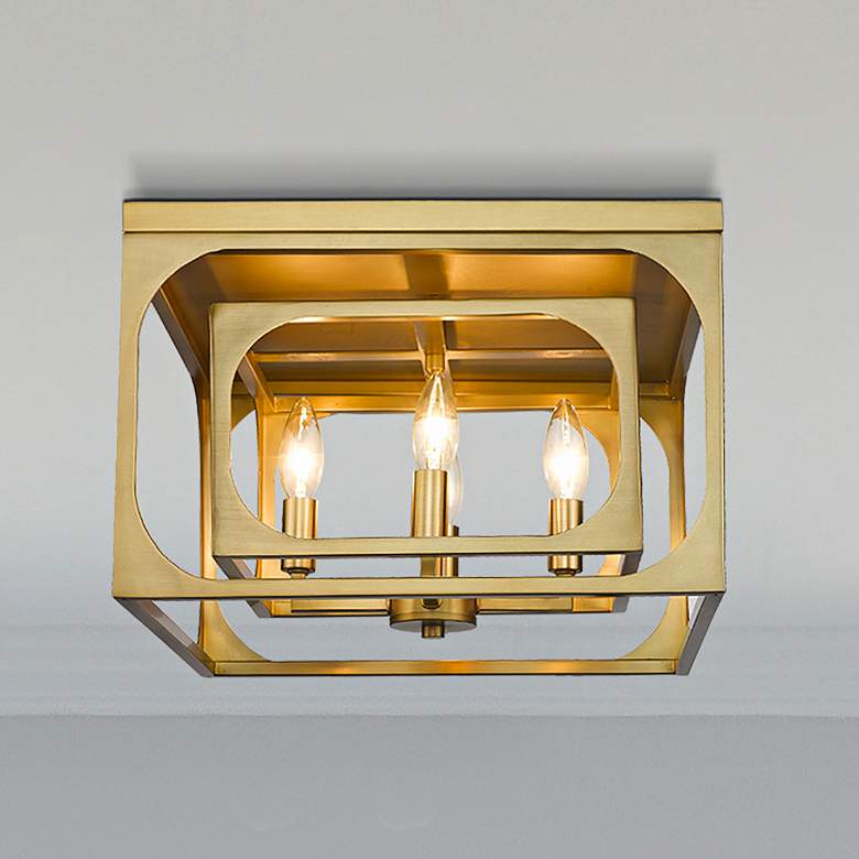 Image 2 Easton 15" Wide Rubbed Brass 4-Light Ceiling Light