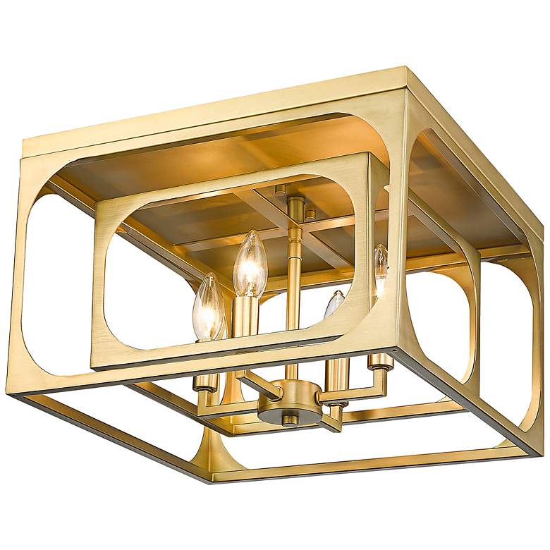 Image 5 Easton 15" Wide Rubbed Brass 4-Light Ceiling Light more views