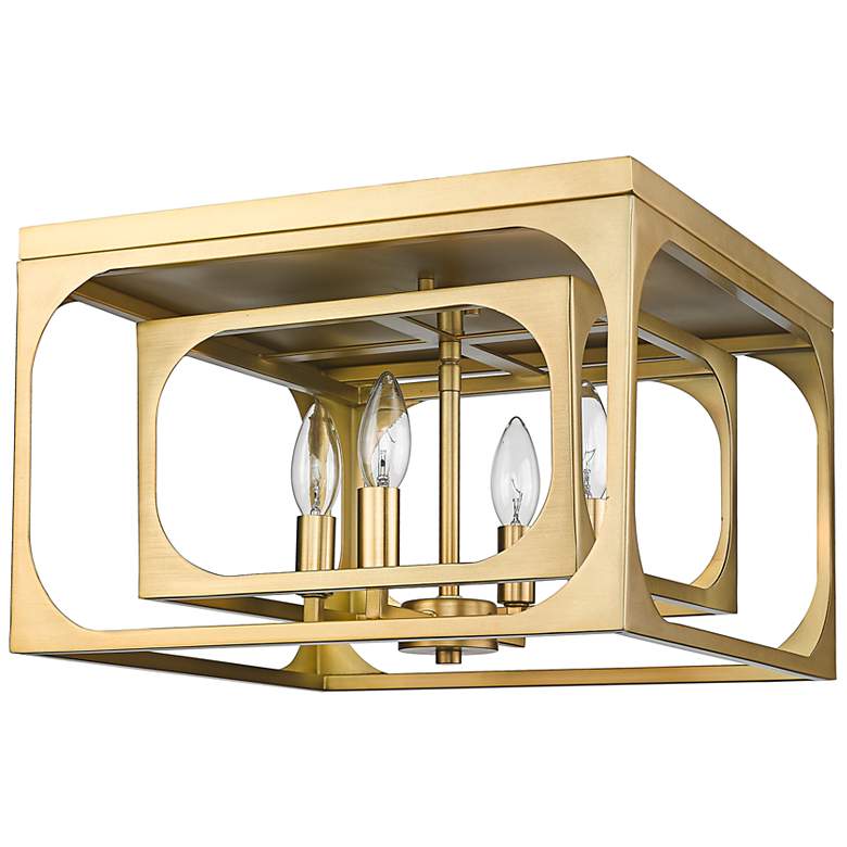 Image 7 Easton 15" Wide Rubbed Brass 4-Light Ceiling Light more views