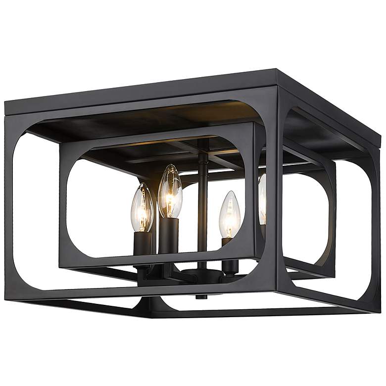 Image 2 Easton 15"W Matte Black 4-Light Double Layer Ceiling Light