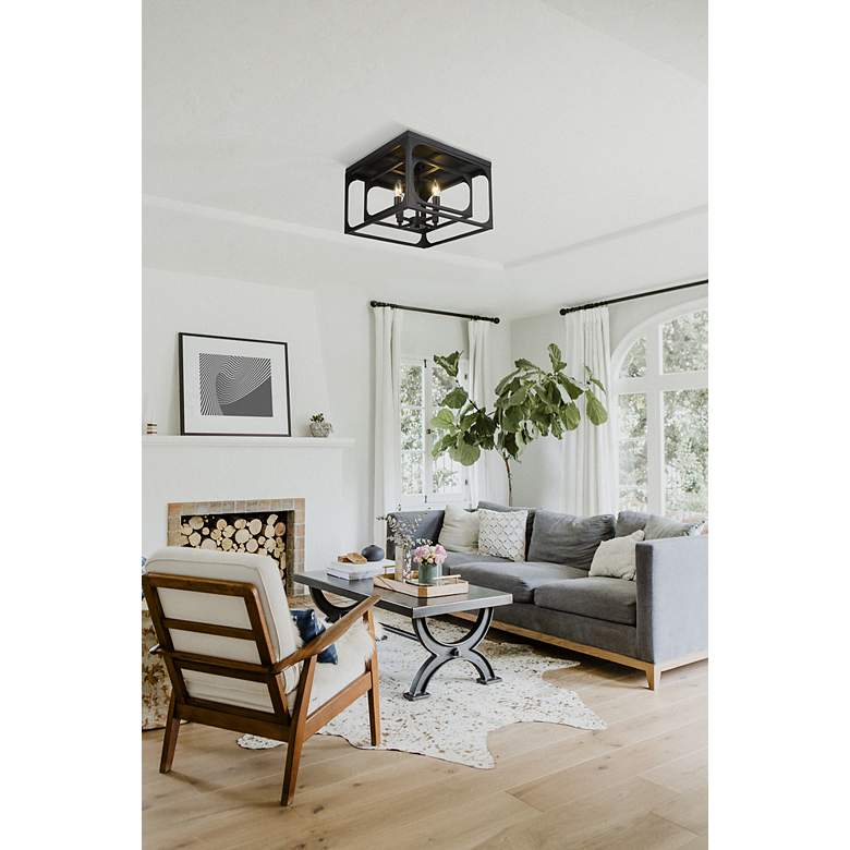Image 4 Easton 15"W Matte Black 4-Light Double Layer Ceiling Light more views