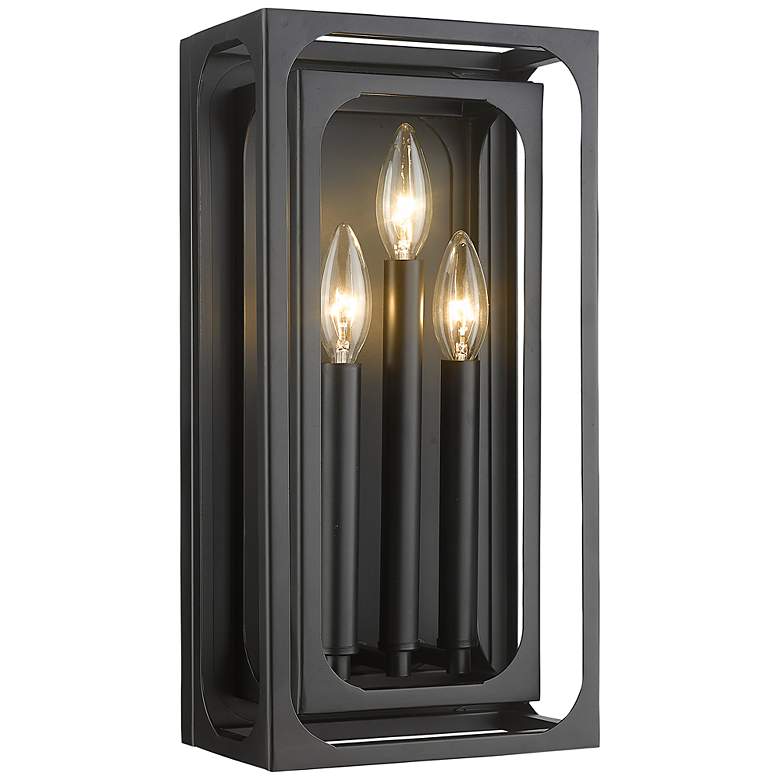 Image 1 Easton 16" High Matte Black 3-Light Rectangular Wall Sconce