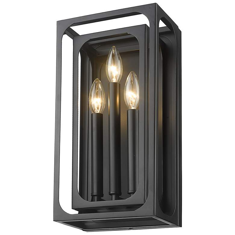 Image 4 Easton 16" High Matte Black 3-Light Rectangular Wall Sconce more views