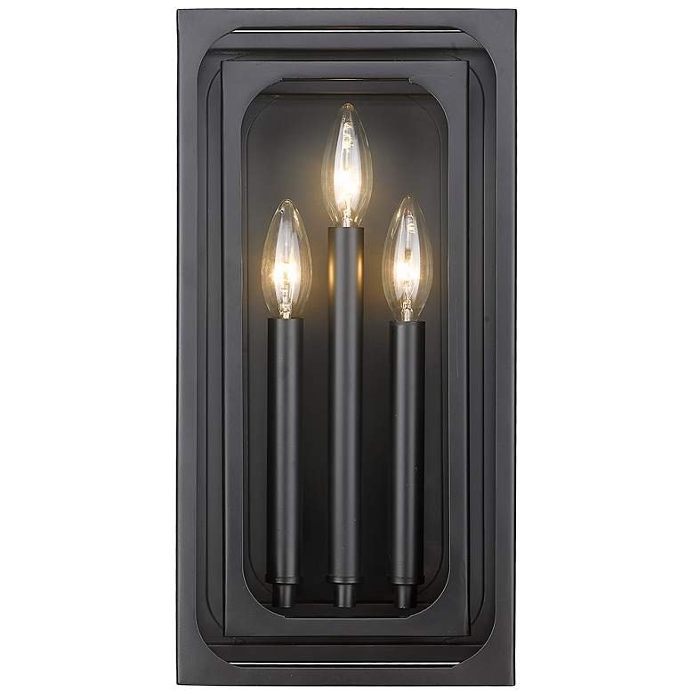 Image 5 Easton 16" High Matte Black 3-Light Rectangular Wall Sconce more views
