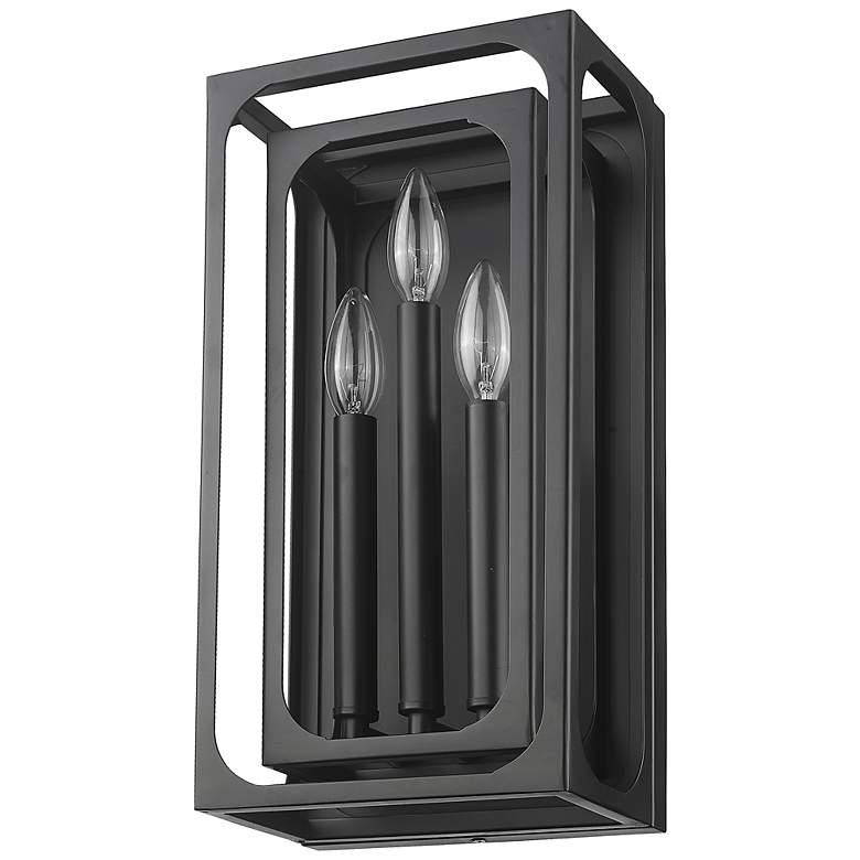 Image 6 Easton 16" High Matte Black 3-Light Rectangular Wall Sconce more views