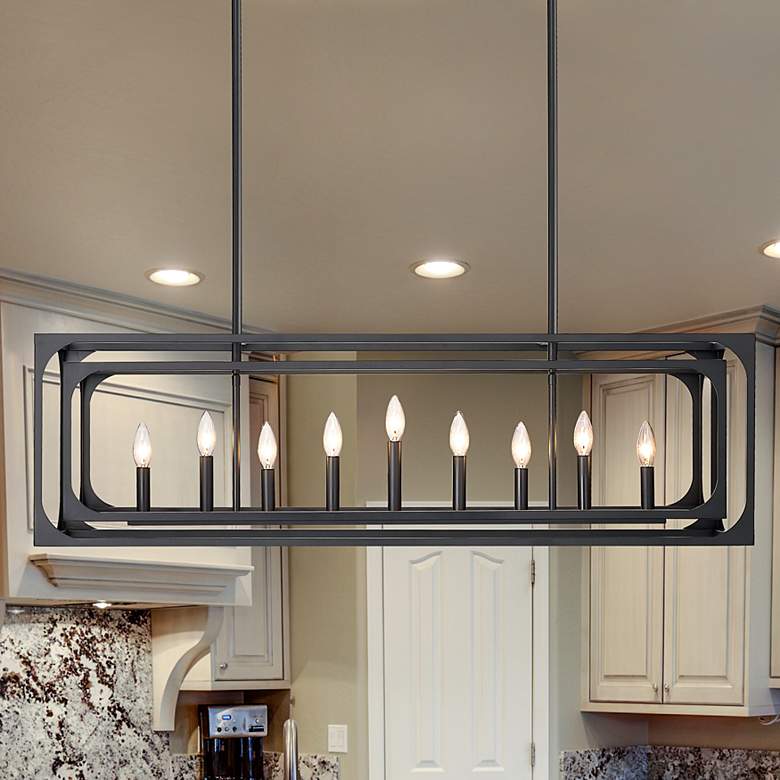 Image 2 Easton 44" Wide Matte Black 9-Light Linear Pendant