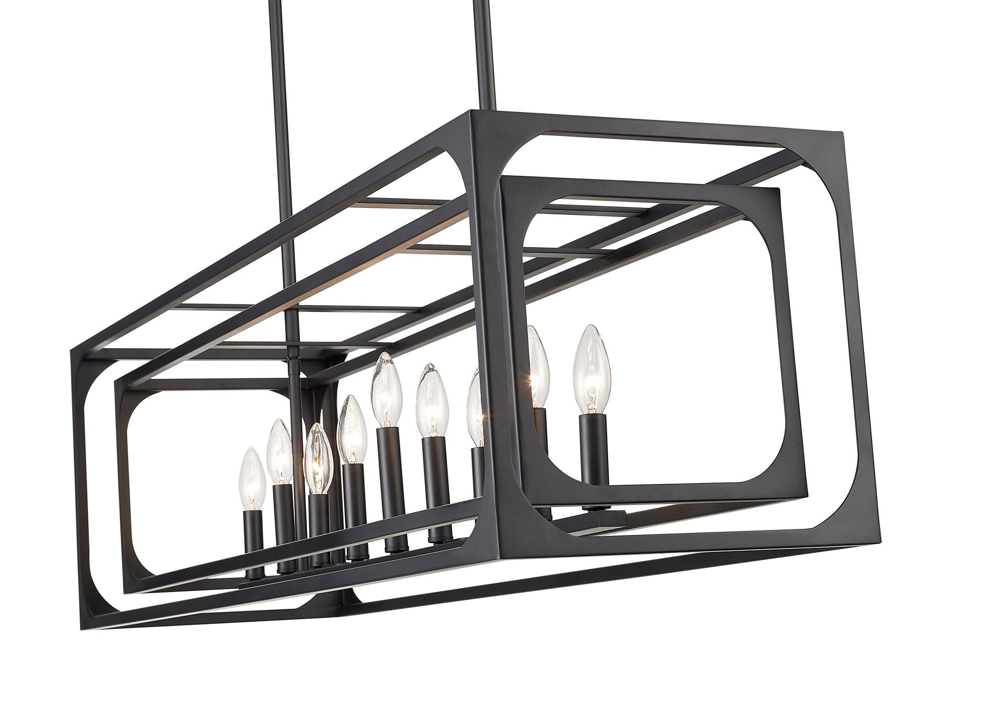 Easton 44" Wide Matte Black 9-Light Linear Pendant in scene