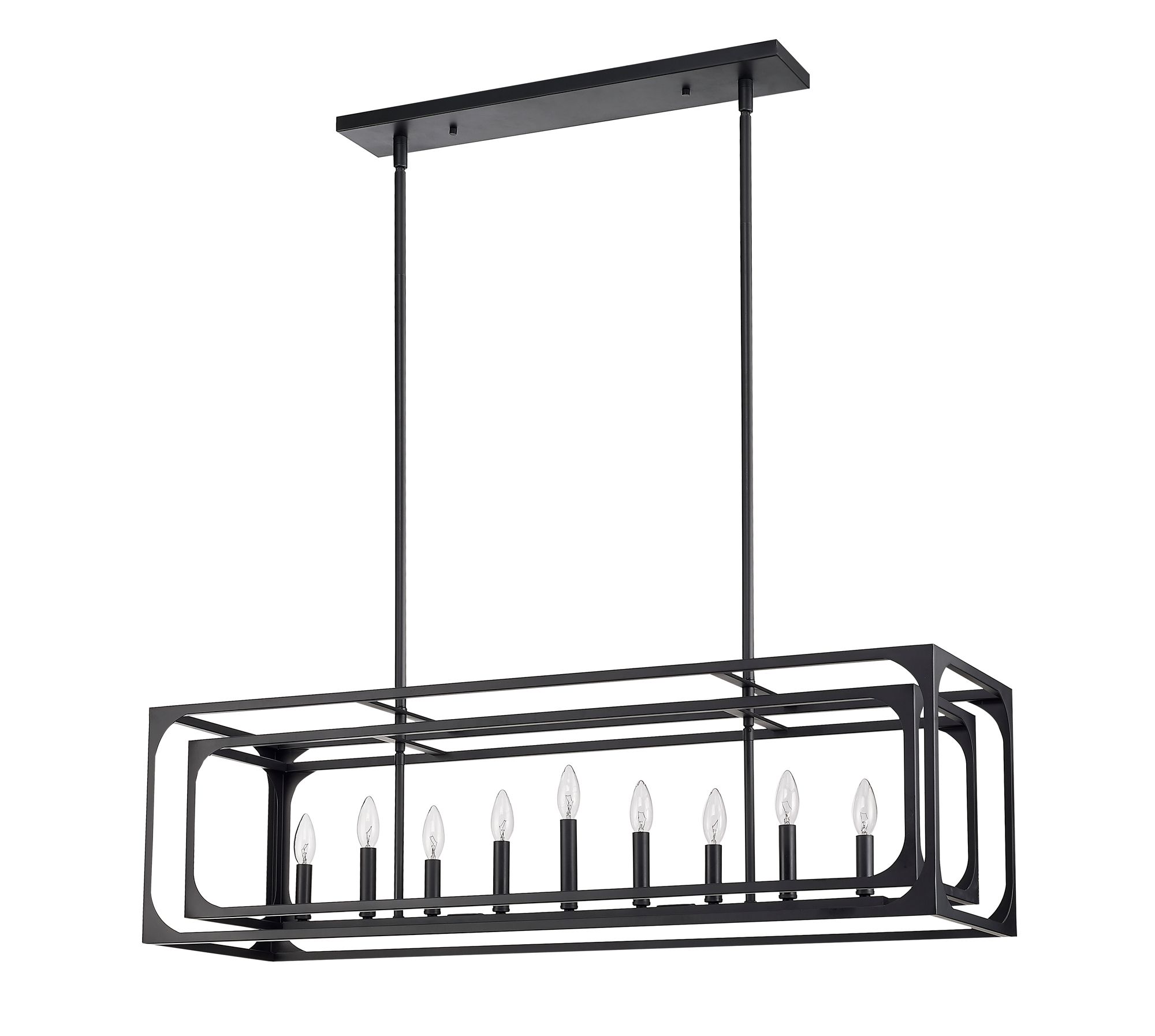 Easton 44" Wide Matte Black 9-Light Linear Pendant in scene