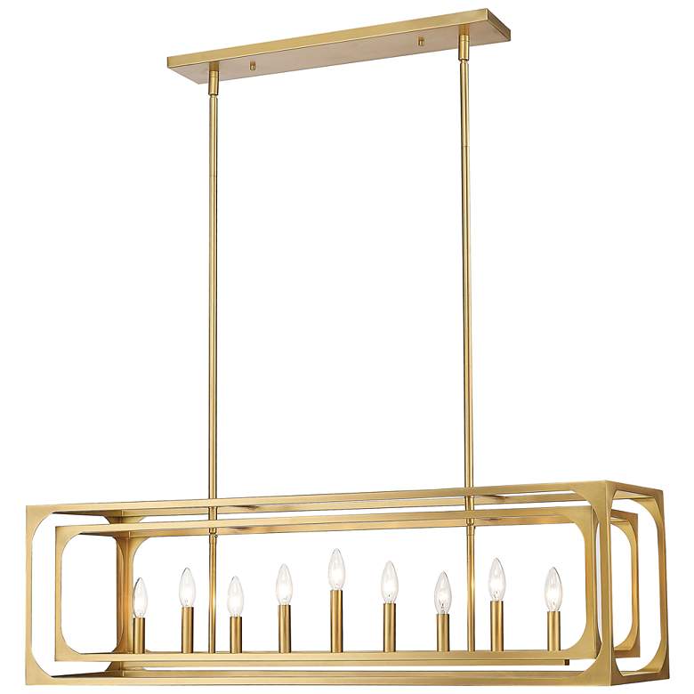 Image 1 Easton 44" Wide Rubbed Brass 9-Light Linear Chandelier
