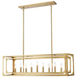 Easton 44" Wide Rubbed Brass 9-Light Linear Chandelier
