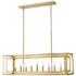 Easton 44" Wide Rubbed Brass 9-Light Linear Chandelier