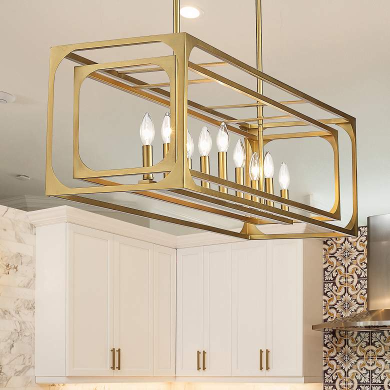 Easton 44" Wide Rubbed Brass 9-Light Linear Chandelier - #606X5 | Lamps ...